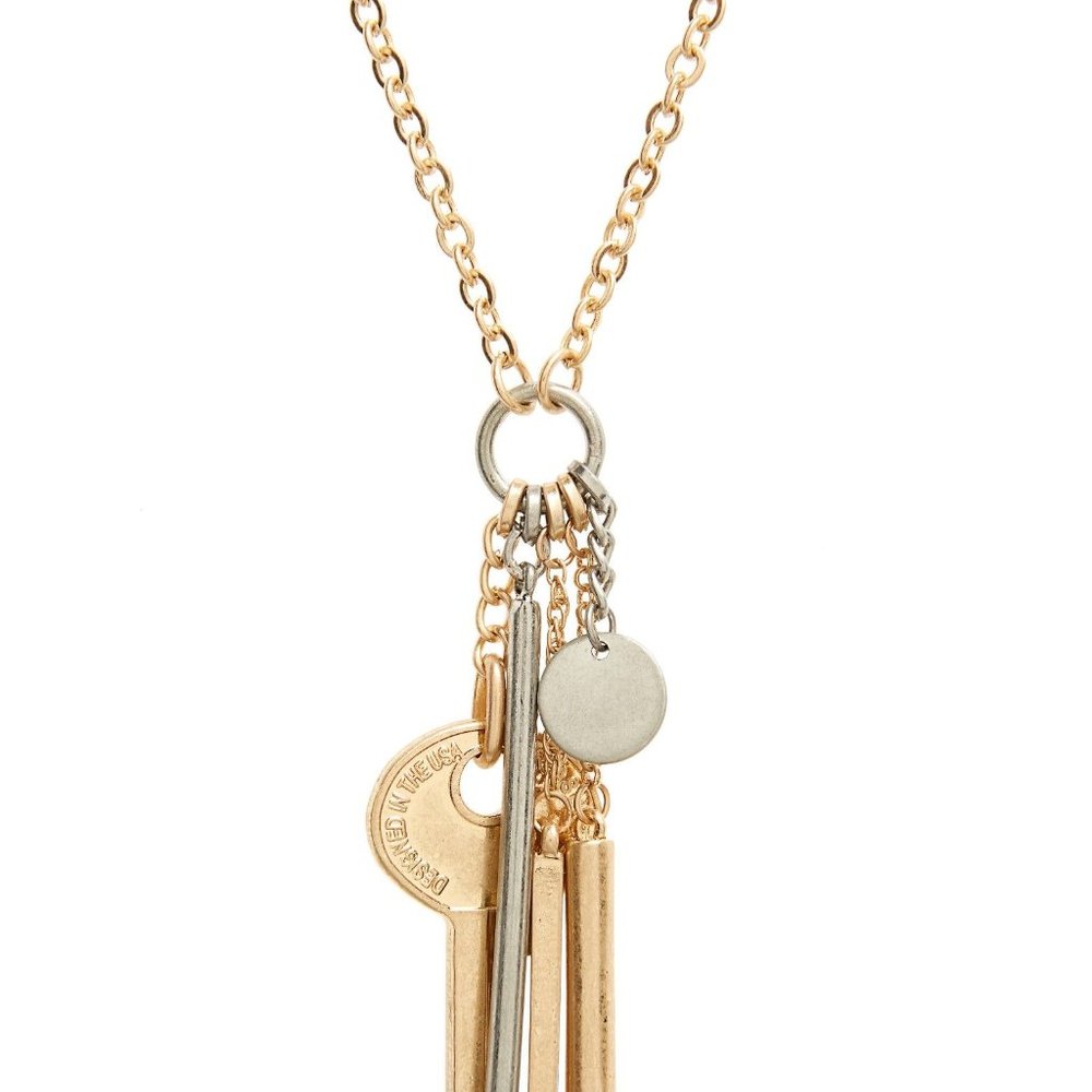 Nordsrom Treasure & Bond Key Charm Silver and Gold Pendant Necklacke NWT 38